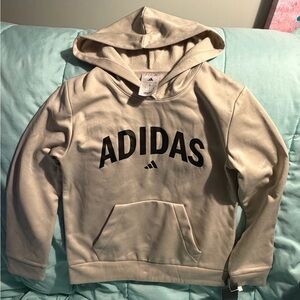 adidas Light Beige Hoodie with Black Logo
